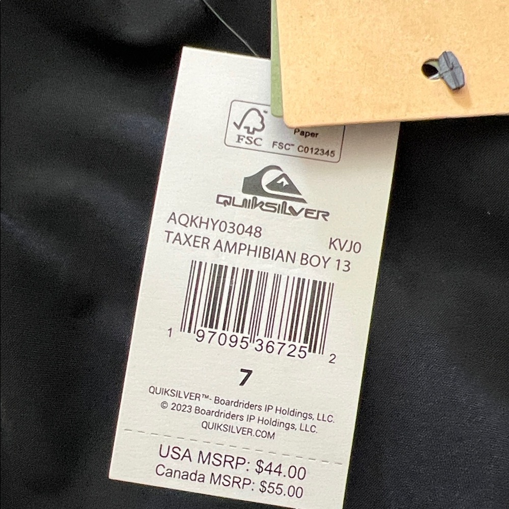 Quiksilver Boys Amphibian Shorts Size 7 Black New With Tags - Picture 9 of 9